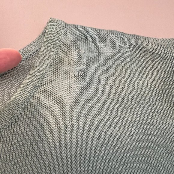 Citron Santa Monica Tunic Top Large Seafoam Green Knit Long Bell Sleeve Crochet‎ - Picture 10 of 13